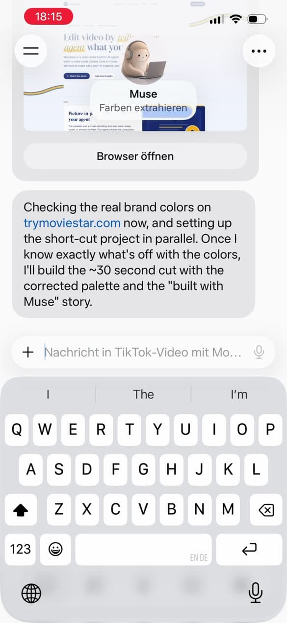 Muse opening trymoviestar.com in a browser to extract the brand colors